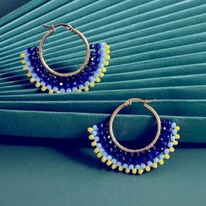 Beaded Fan Hoop Earrings